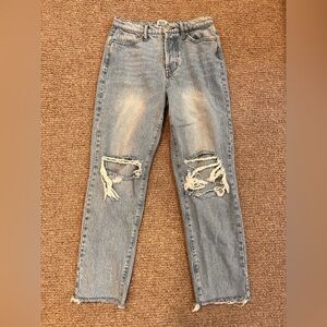 BDG High-Waisted Slim Straight Blue Jean Ripped
